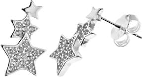 Kali Ma Triple Star Pave Stud Earrings - Sterling 925 Silver