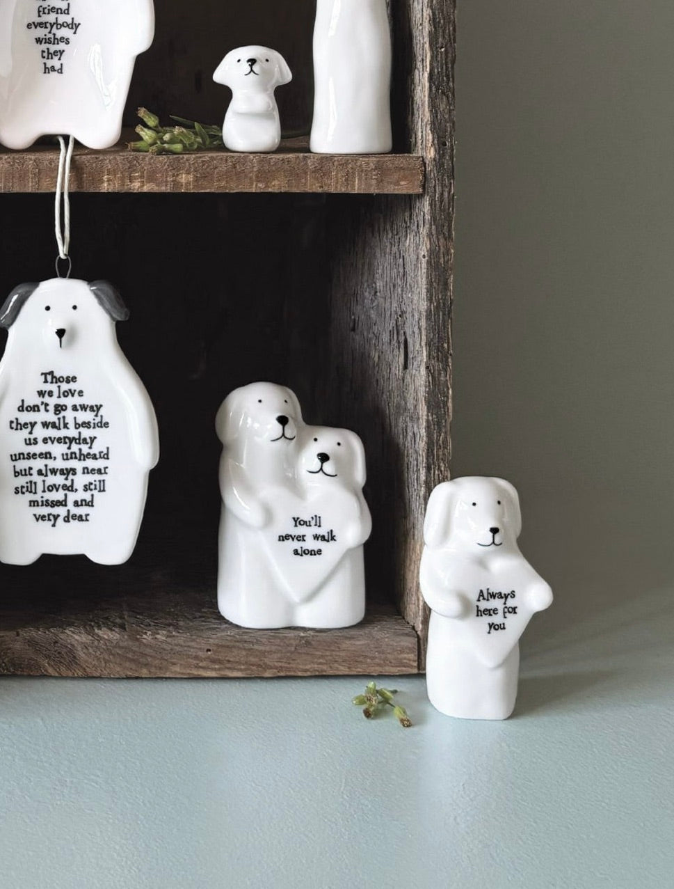 East of India Matchbox - Two Dogs with Heart Ornament - You'll Never Walk Alone