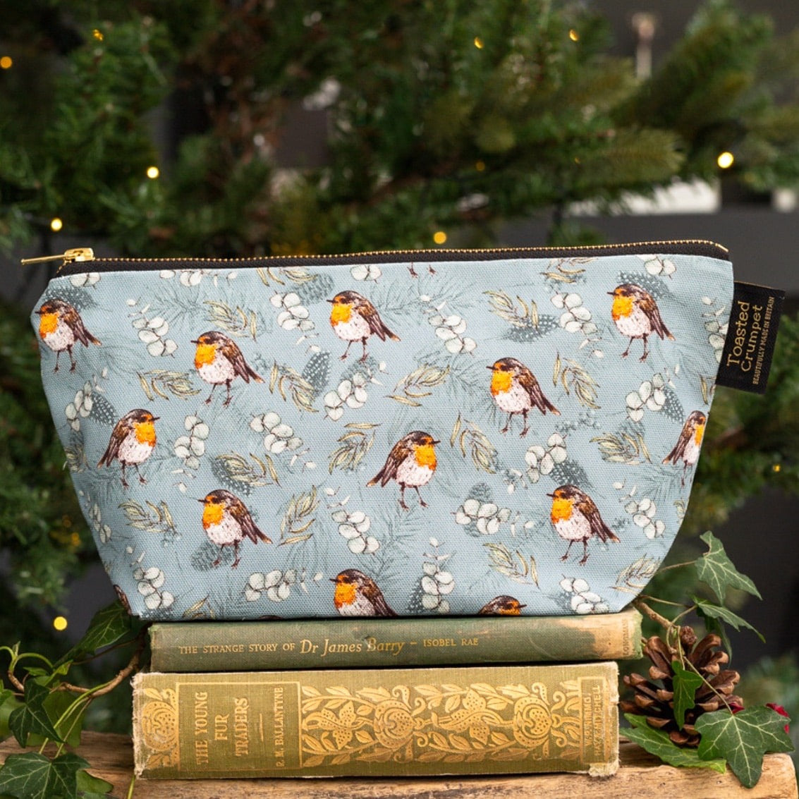Toasted Crumpet Robin & Eucalyptus Wash Bag - Blue
