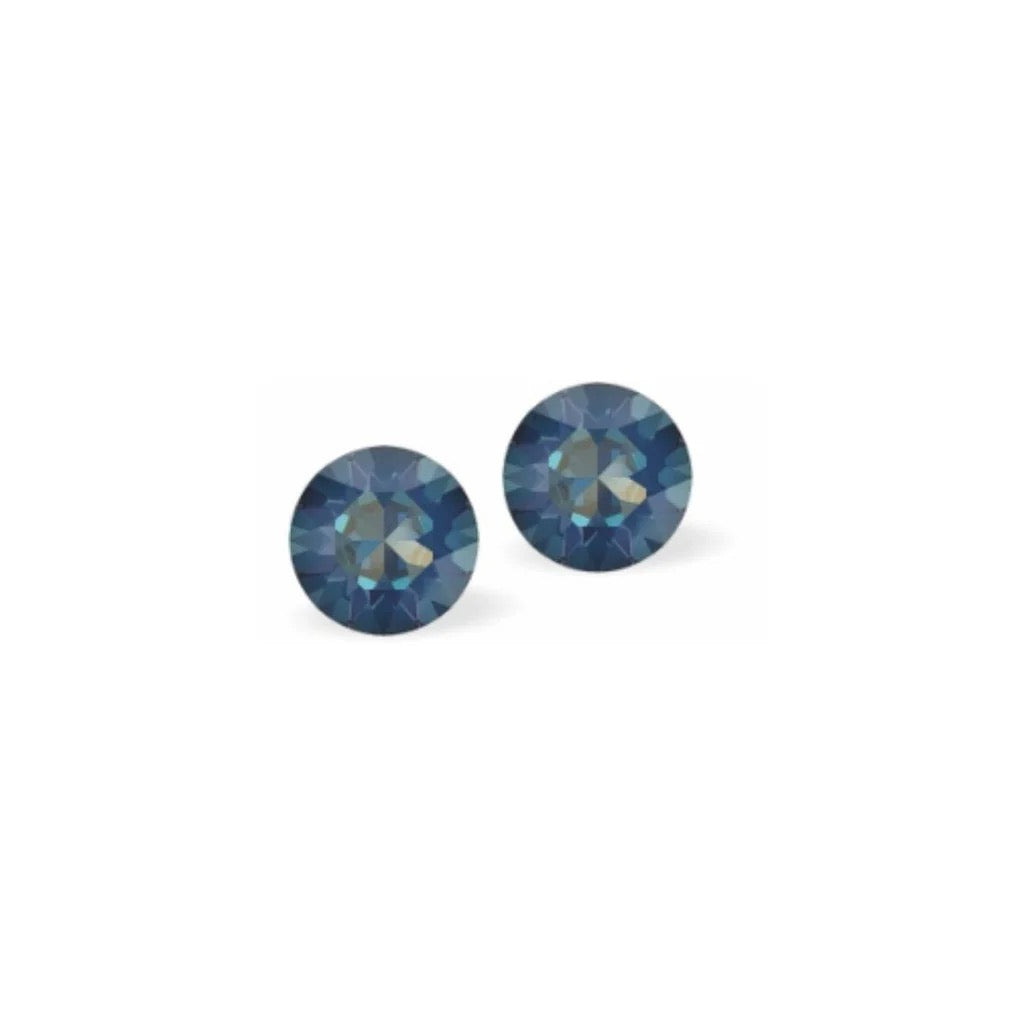 Byzantium Swarovski Crystal Studs - 6mm Chaton - Royal Blue Delite
