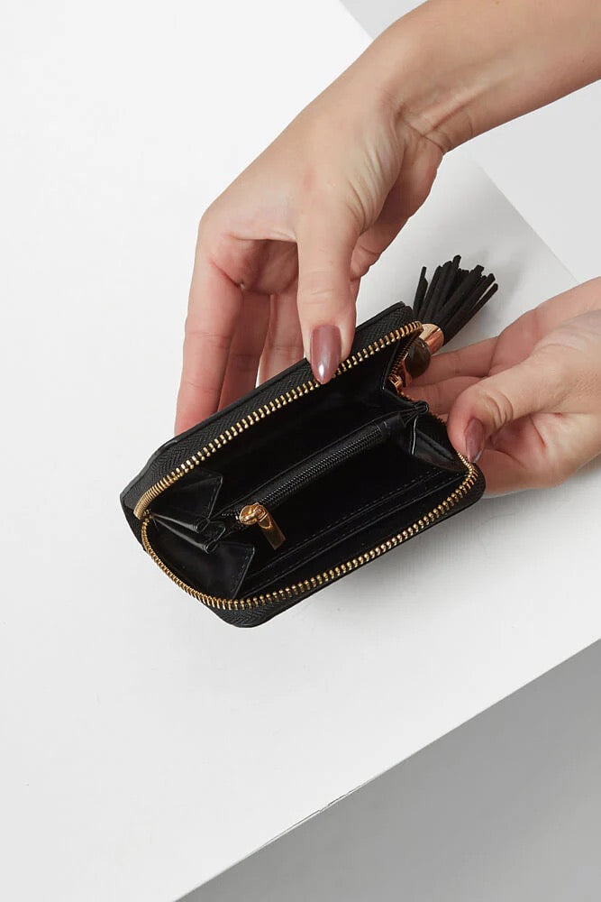 Luella Grey - Maeve Small Tassel Zip Purse - Black