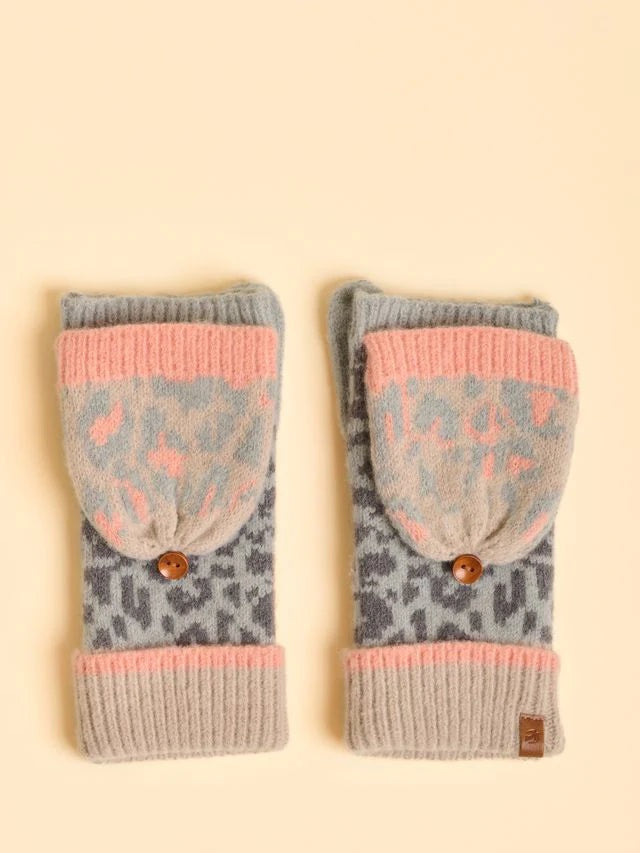 Brakeburn Animix Wool Knit Fingerless Gloves/Mittens - Pastel Multi