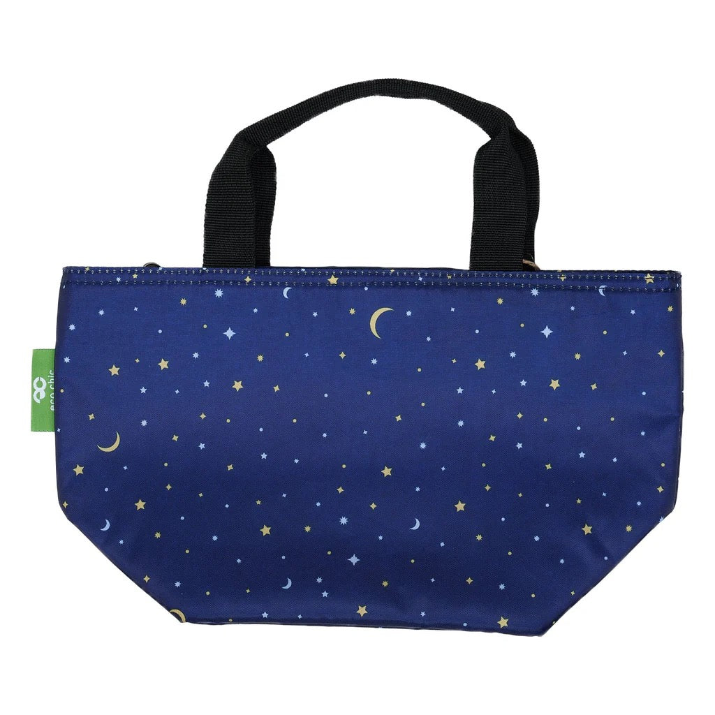 Eco Chic Lightweight Foldable Lunch Bag - Stars & Moon - Navy Blue