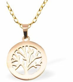 Byzantium Gold Coloured Necklace - Tree of life Disc - Gold