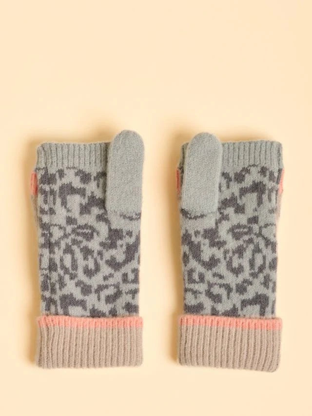 Brakeburn Animix Wool Knit Fingerless Gloves/Mittens - Pastel Multi