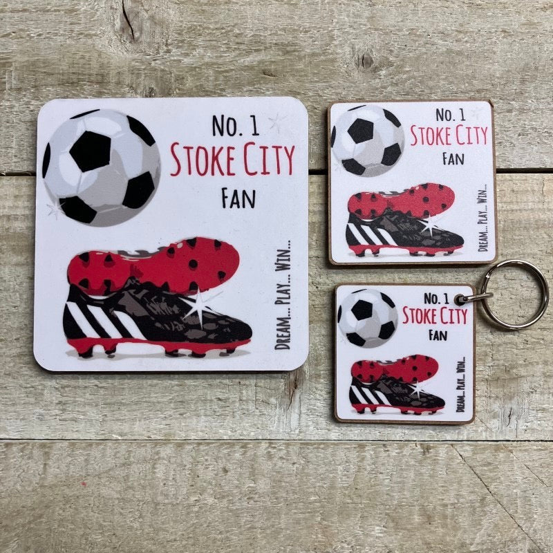 Stoke City No 1 Fan Small Square Magnet - White Cotton Cards