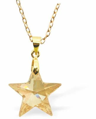 Byzantium Gold Plated Necklace - Golden Shadow Crystal Star - Gold