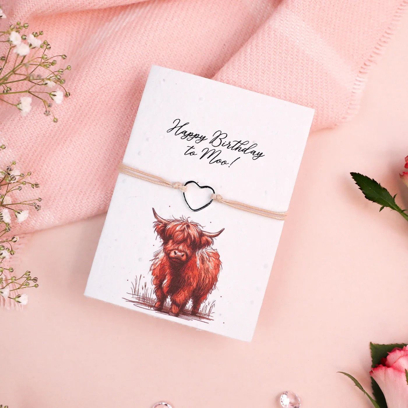 Letterbox Love Seeded Card Bracelet - Heart - Happy Birthday to Moo!