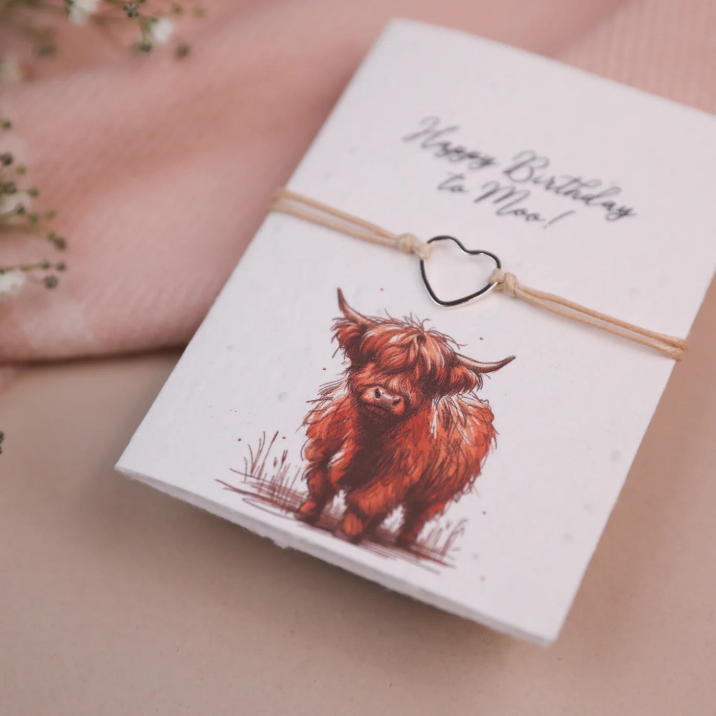 Letterbox Love Seeded Card Bracelet - Heart - Happy Birthday to Moo!