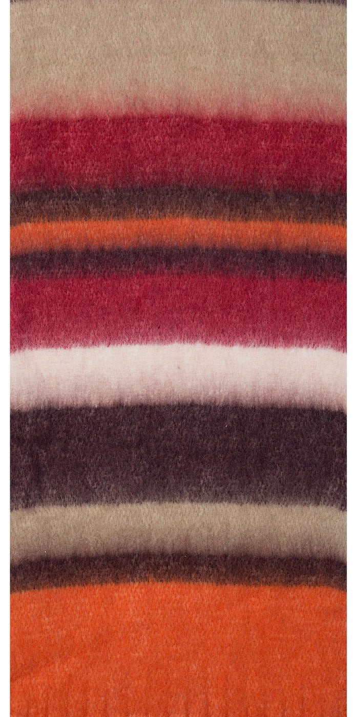 Park Lane Cosy Multi Stripe Tassel Scarf - Orange Mix