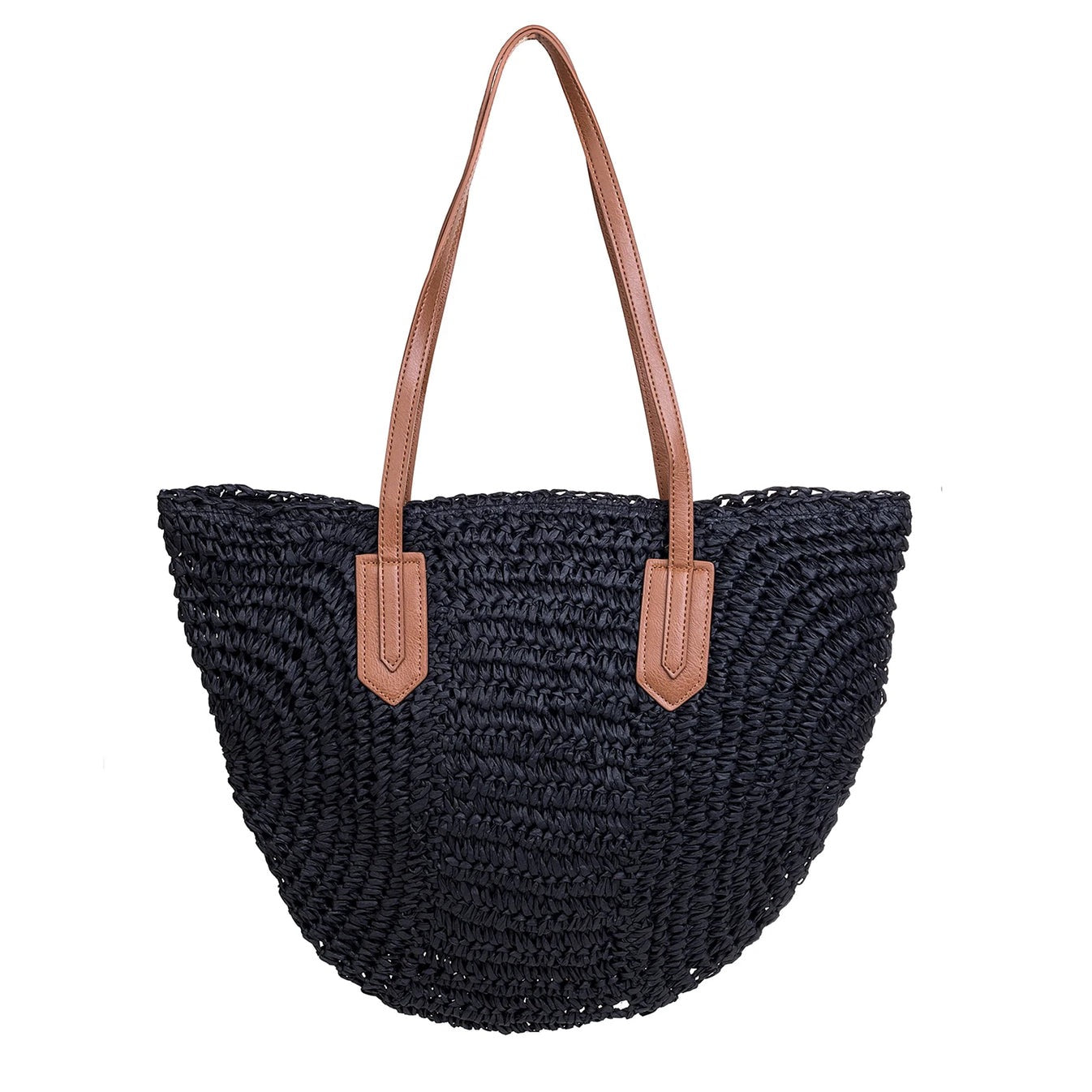 Raven Black Woven Medium Tote Shoulder Handbag - Accessories By Park Lane