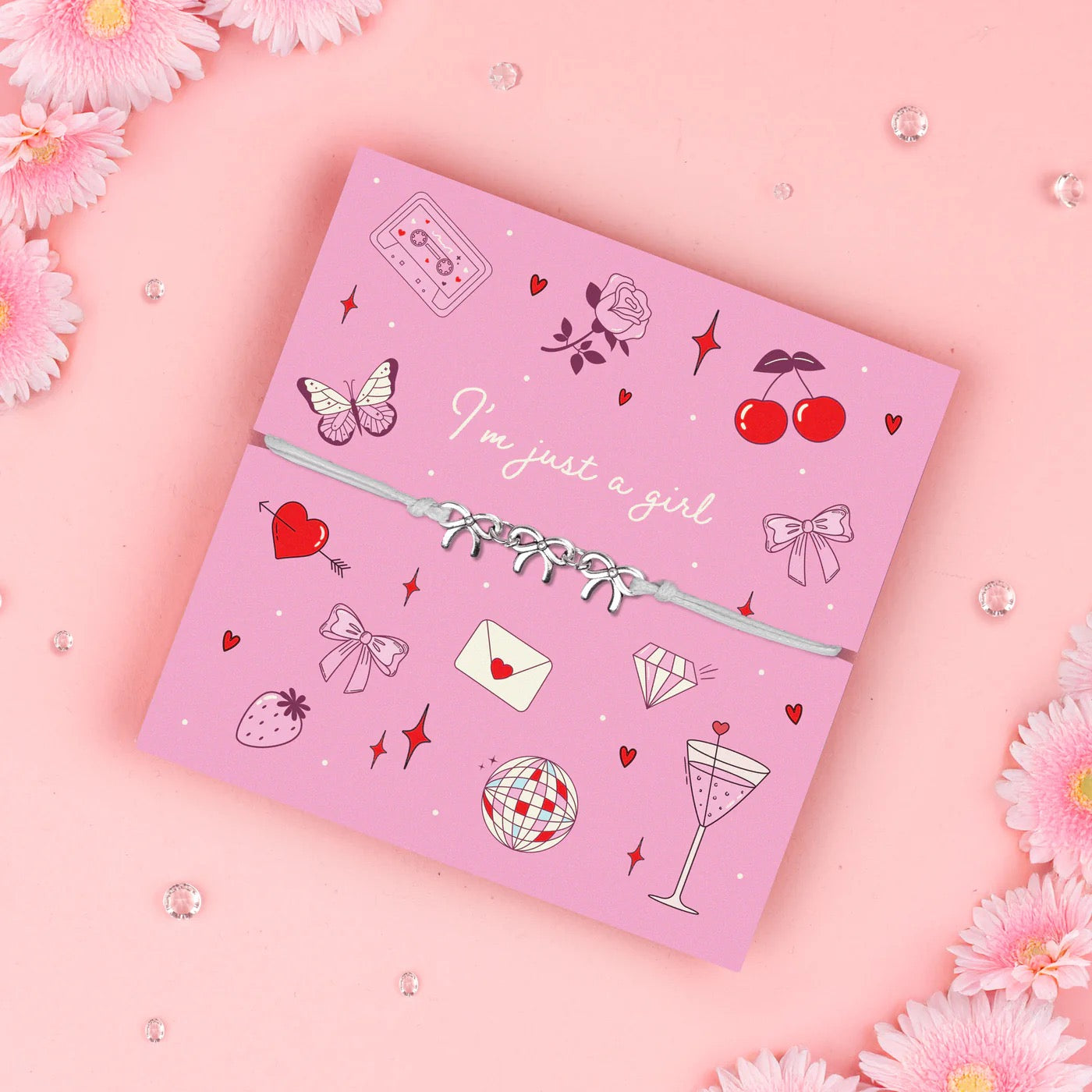 Letterbox Love - Bows - I'm Just a Girl Cord Bracelet
