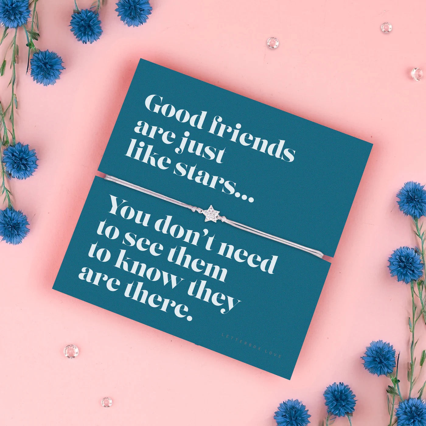 Letterbox Love - Good Friends are Just Like Stars - Pave Star Cord Bracelet