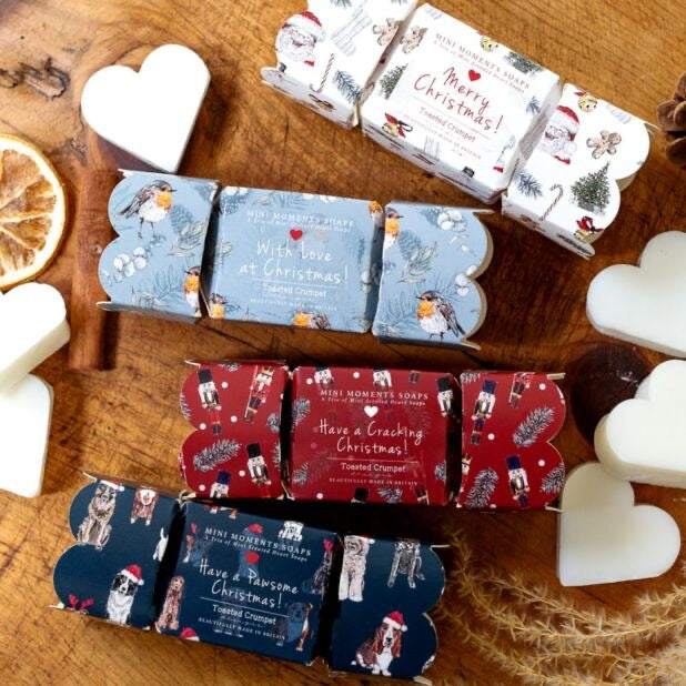 Toasted Crumpet 3 Heart Cracker Soaps - Christmas Dogs - Cinnamon & Orange