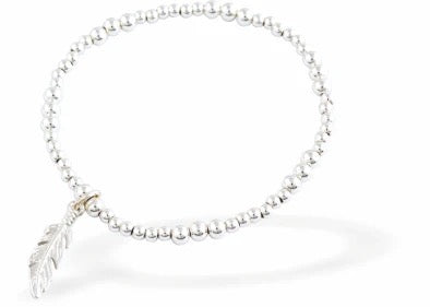 Byzantium Silver Stretch Bracelet - Feather