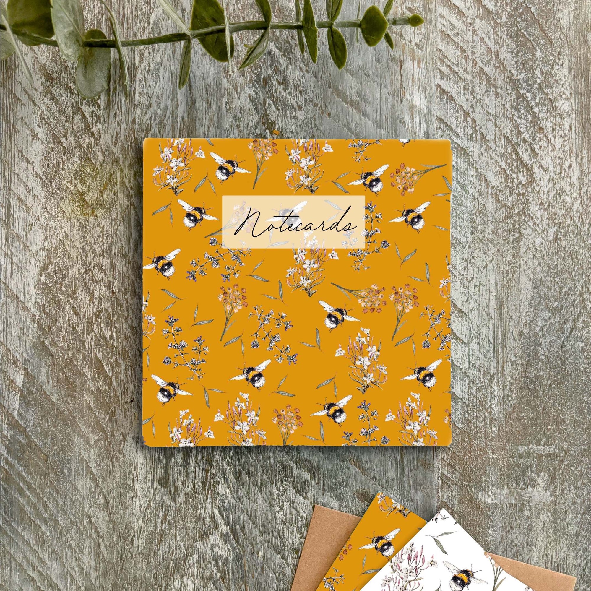 Toasted Crumpet - Bee & Honeysuckle Duo Notecard Wallet - 8 Blank Cards Set