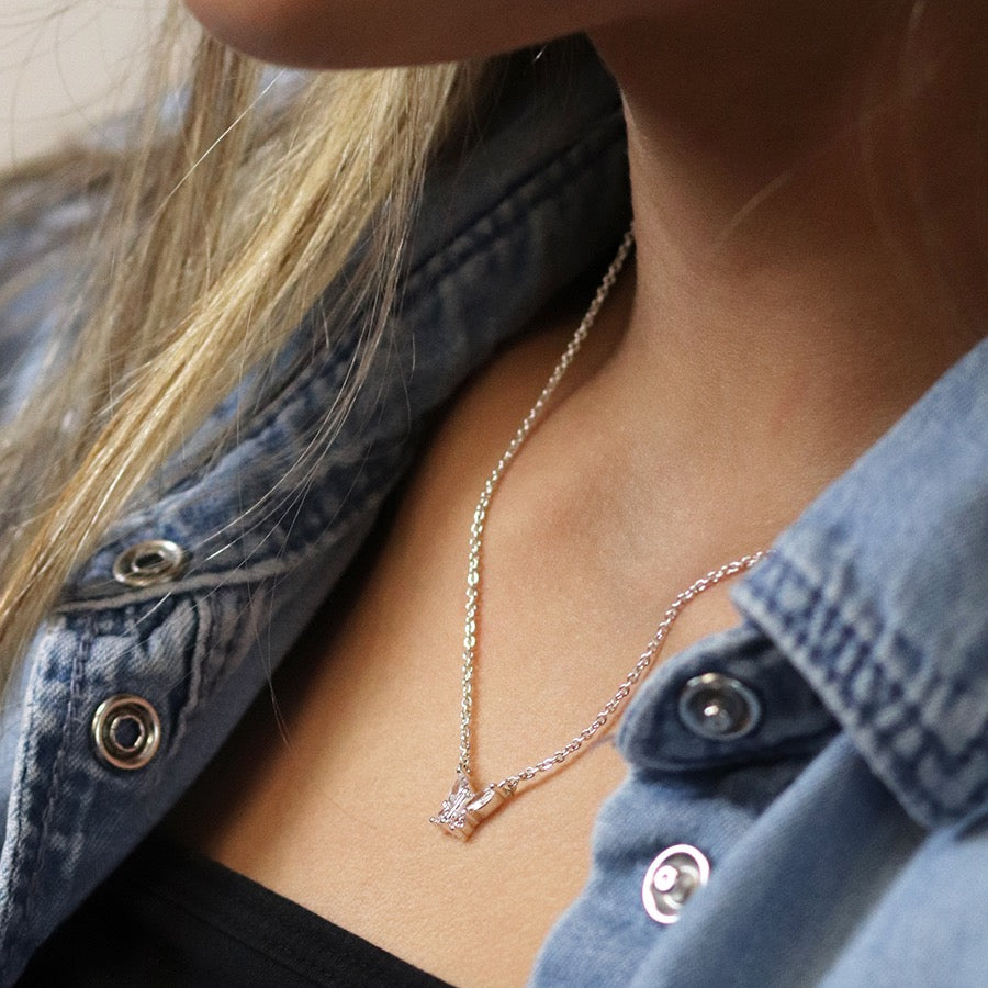 POM Silver Plated Crystal Butterfly Fashion Necklace
