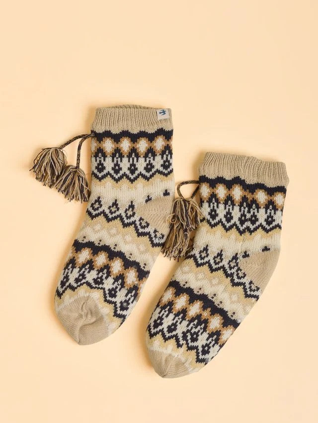Brakeburn Bayfoot Slipper Socks - Cream/Multi