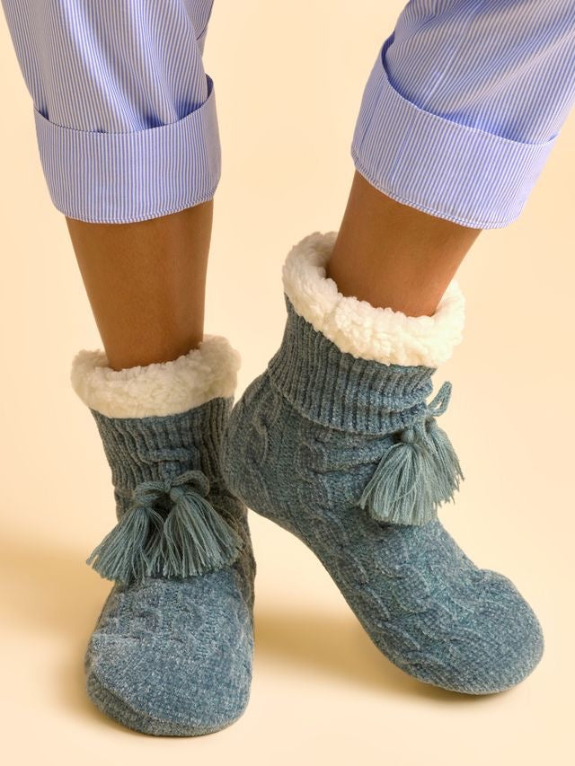 Brakeburn Tide Chenille Slipper Socks -Turquoise