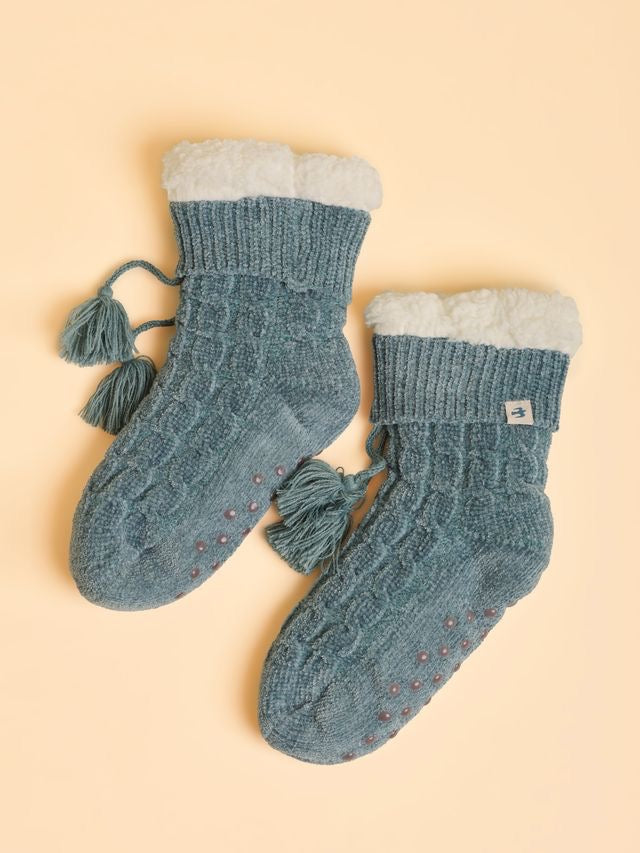 Brakeburn Tide Chenille Slipper Socks -Turquoise