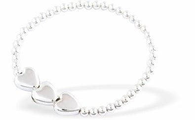 Byzantium Silver Bracelet - 3 Hearts