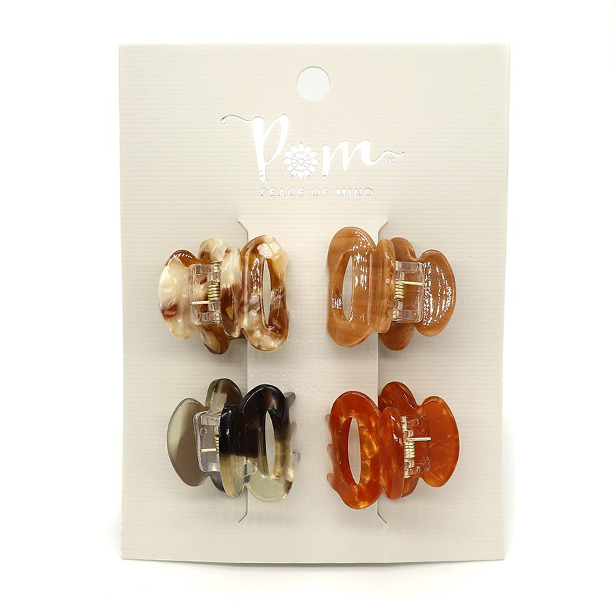 POM Auburn Mix Mini Hair Clip - Set of 4