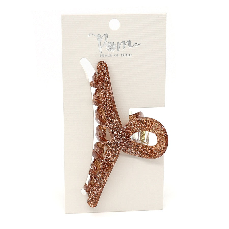 POM Bronze Glitter Looped Medium Claw Clip