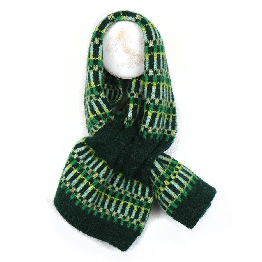 POM Green & Yellow 'Firework' Intermittant Stripe Recycled Knit Pull Through Scarf