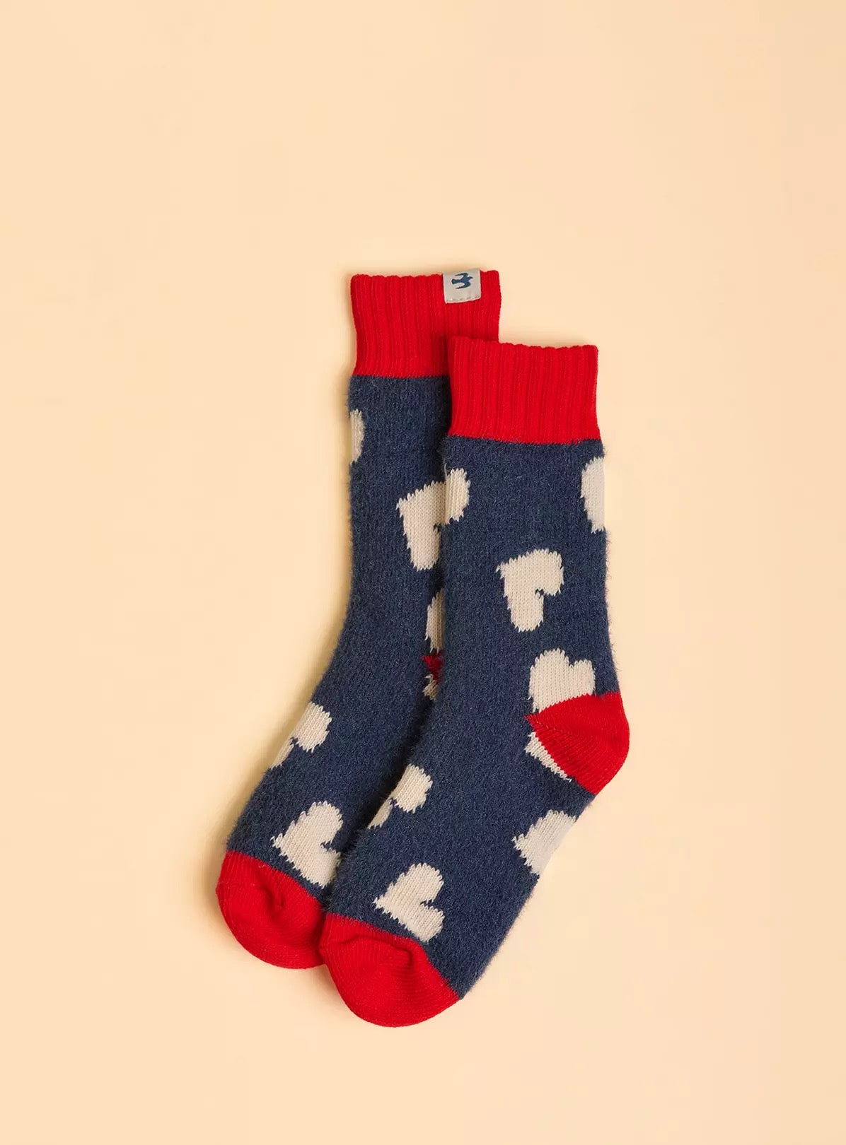 Brakeburn Hearts Fluffy Ankle Socks - Navy