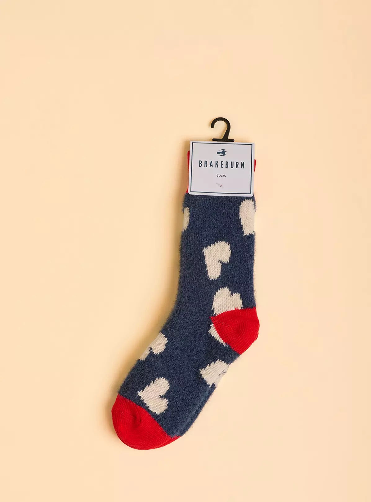 Brakeburn Hearts Fluffy Ankle Socks - Navy