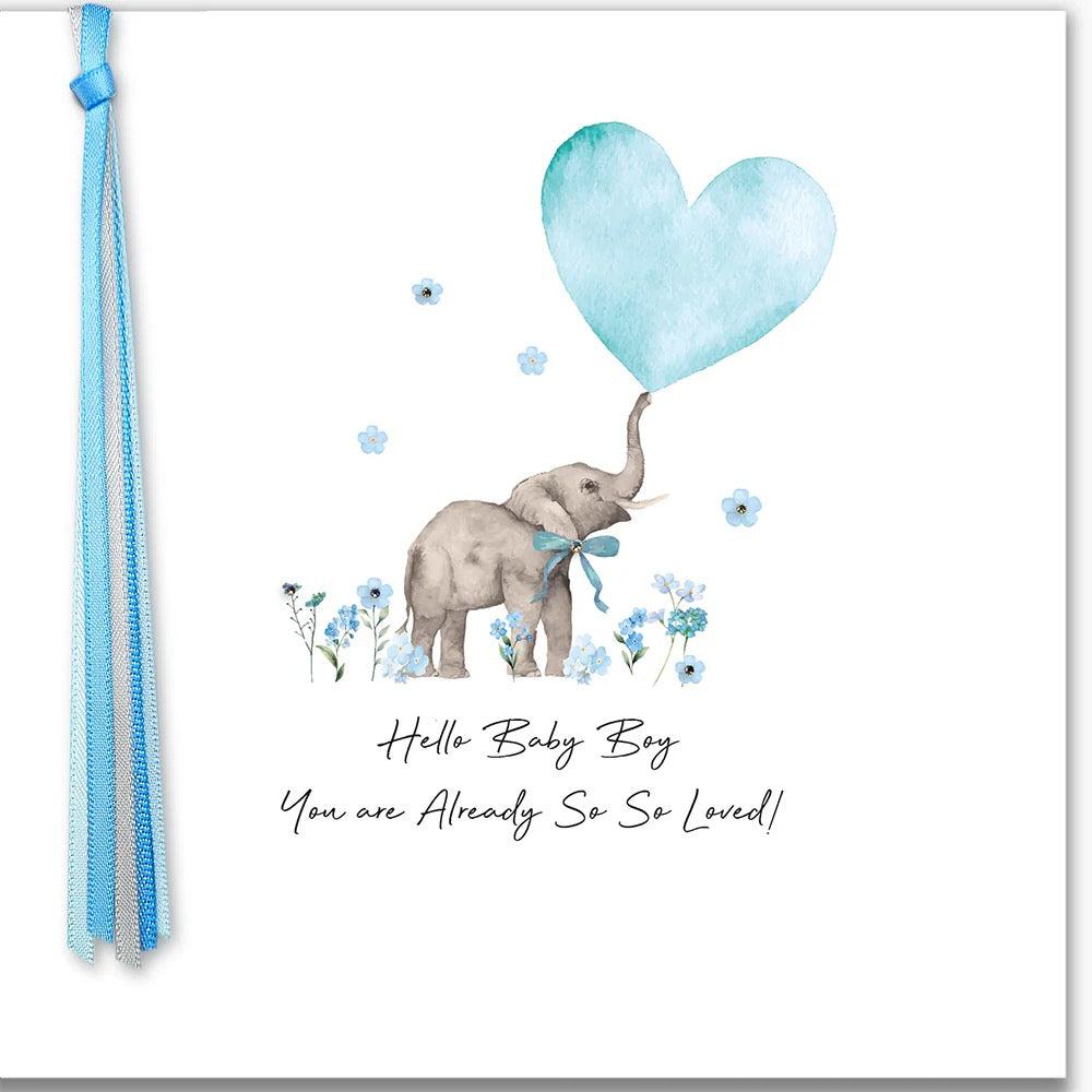 Five Dollar Shake - Hello Baby Boy You are Already So So Loved Elephant Birth Card