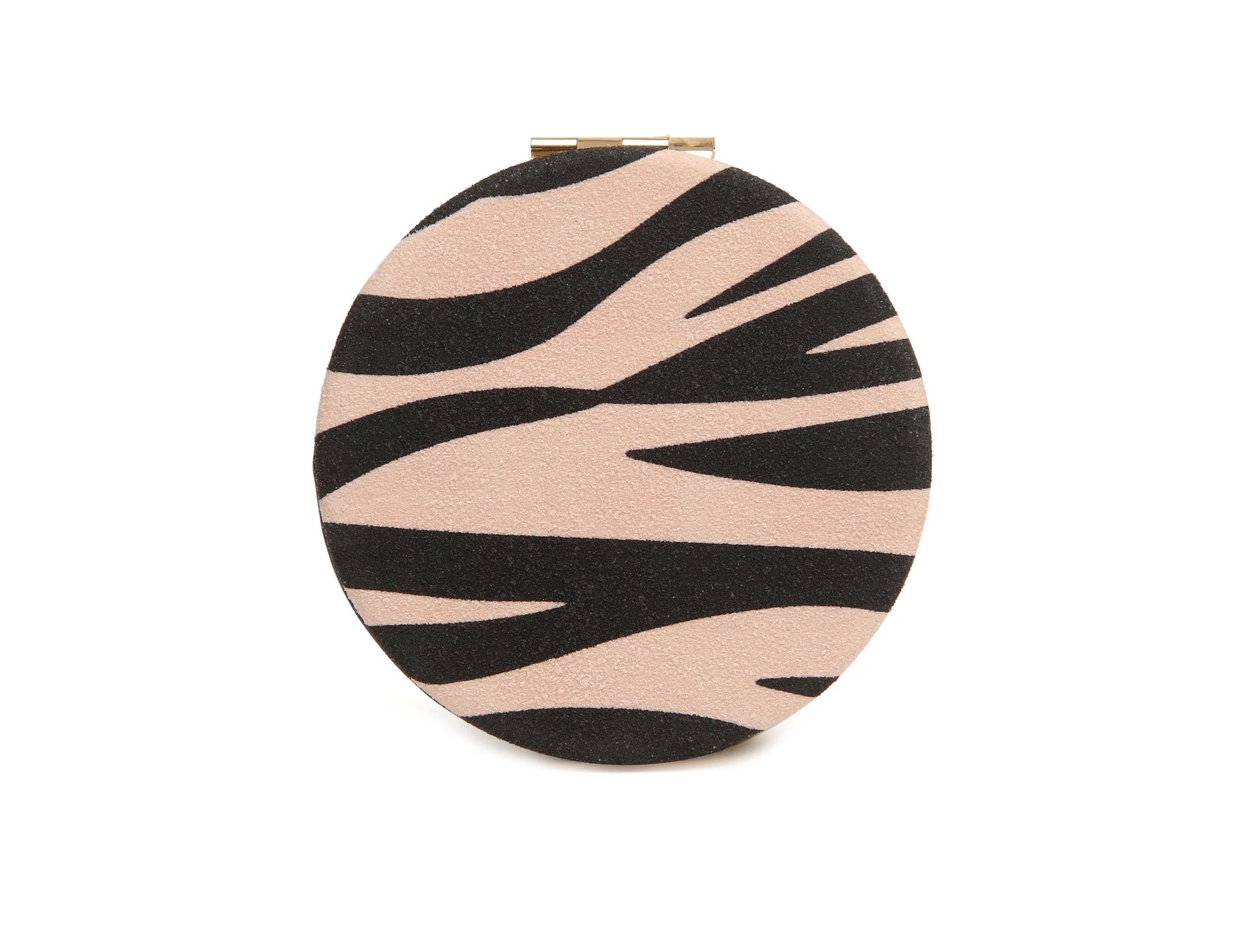 Alice Wheeler Animal Print Round Compact Mirror - Zebra Light