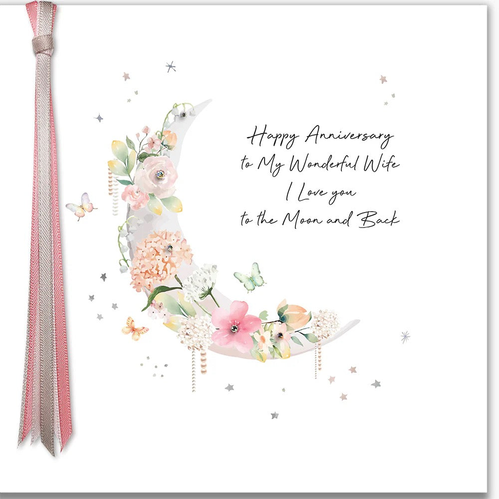 Five Dollar Shake - Happy Anniversary Wonderful Wife Love You to Moon & Back Card