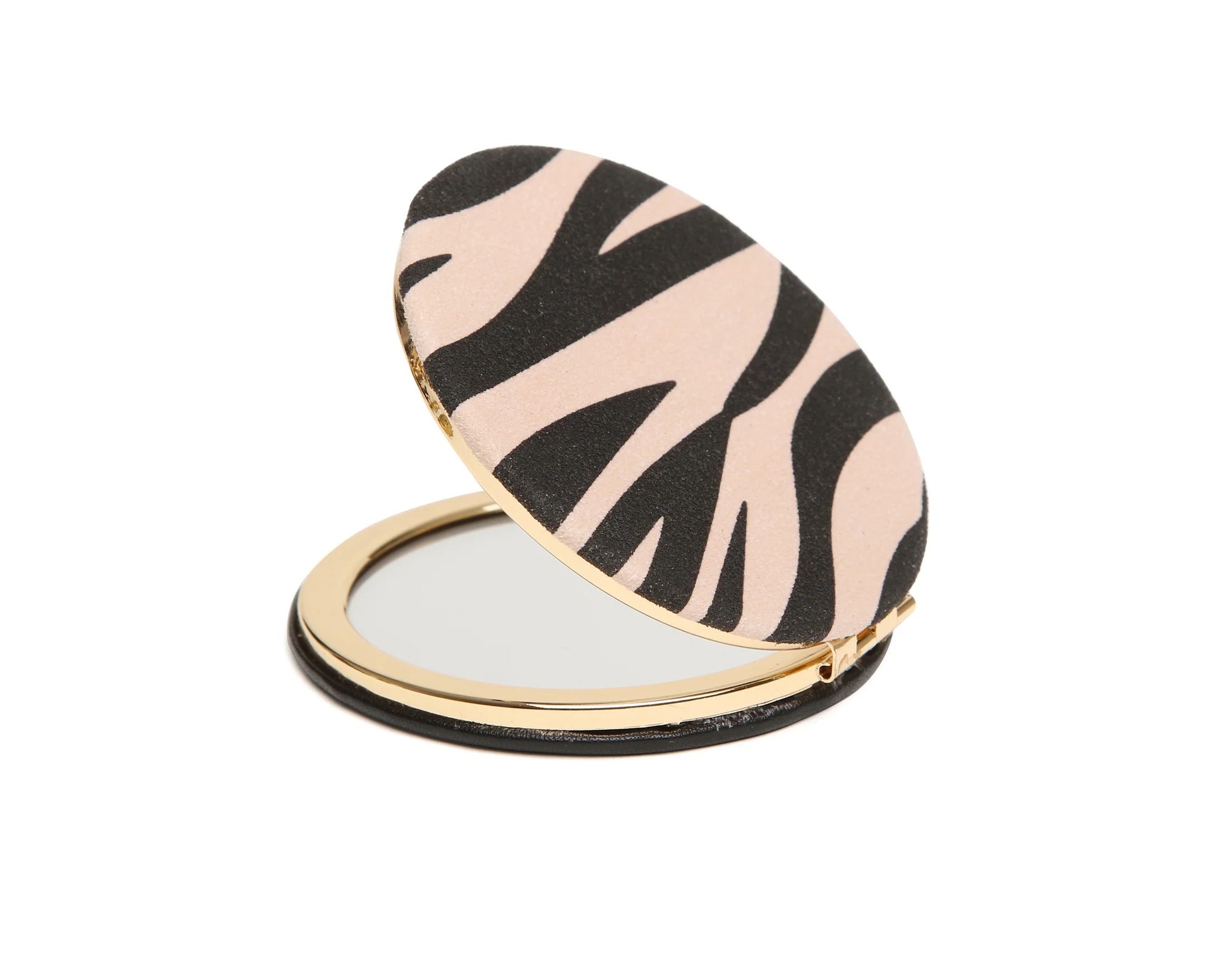 Alice Wheeler Animal Print Round Compact Mirror - Zebra Light