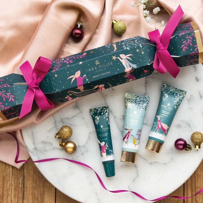 Sara Miller Bunny Christmas Cracker Gift Set - 2 x Hand Creams & Lip Gloss