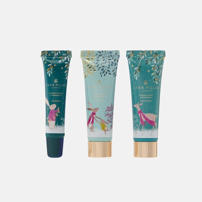 Sara Miller Bunny Christmas Cracker Gift Set - 2 x Hand Creams & Lip Gloss