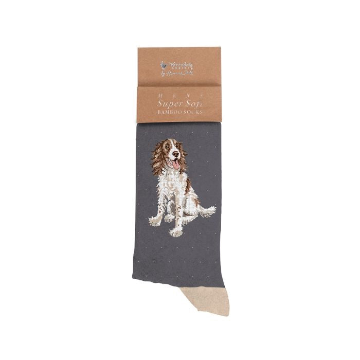 'Willow' Spaniel Dog Mens Bamboo Socks - Wrendale Designs