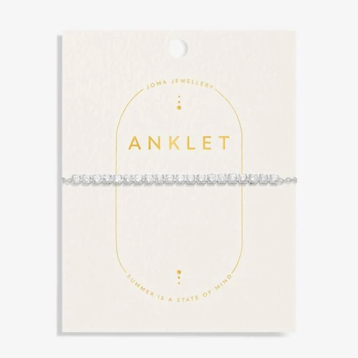 Joma Jewellery - Silver Tennis CZ Crystal Chain Anklet
