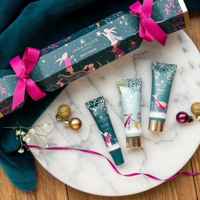 Sara Miller Bunny Christmas Cracker Gift Set - 2 x Hand Creams & Lip Gloss
