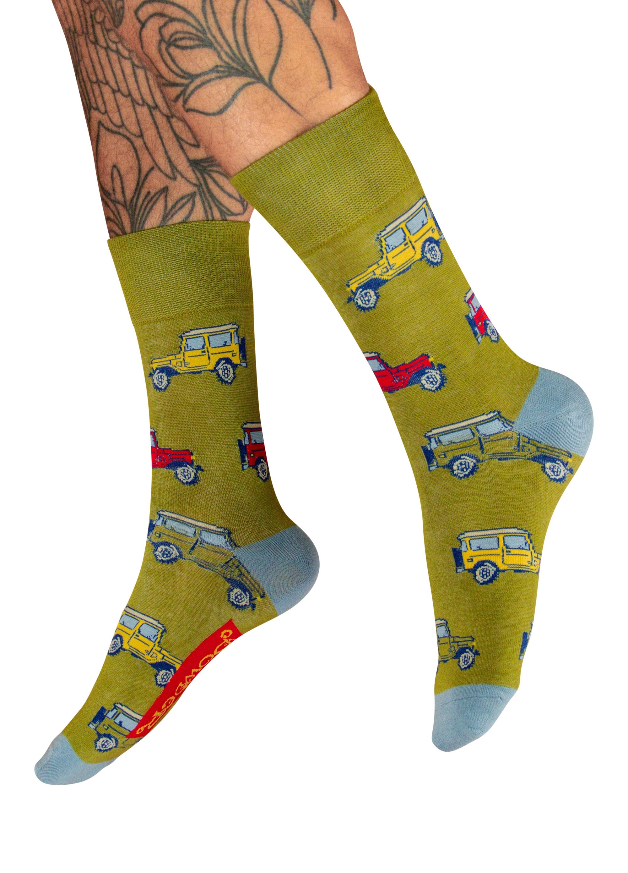 Powder MEN's Vintage Land Rover Bamboo Ankle Socks - Green