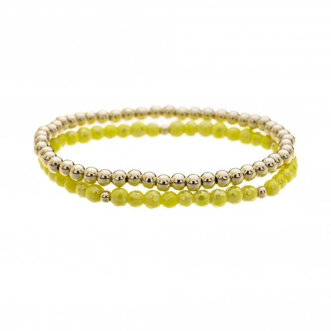 Park Lane 2 piece Stretch Bracelet Stack Set - Yellow Green/Gold