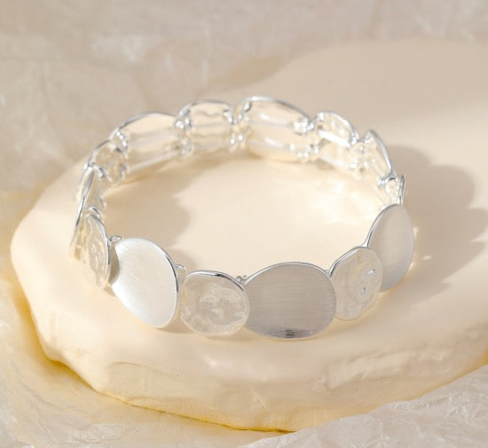 Gracee Jewellery Statement Oval Stretch Bracelet - Silver