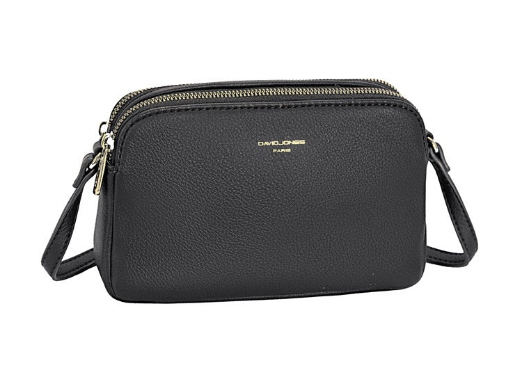 David Jones (NVCM7335-1) Small Double Crossbody Handbag - Black