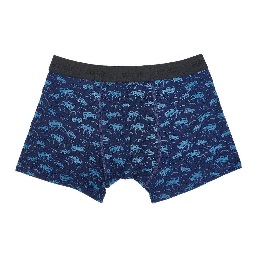 Eco Chic MENS Bamboo Boxers - Landrovers - Navy