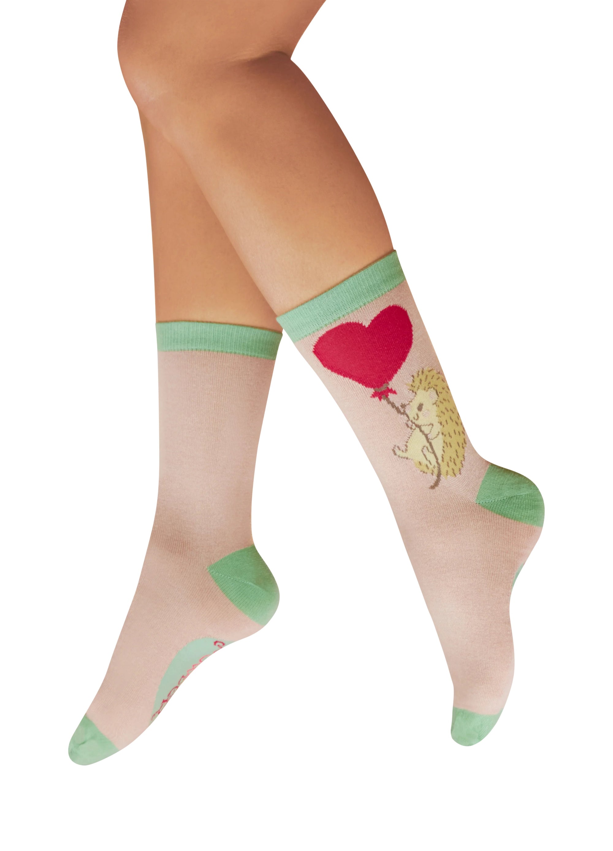 Powder Floating Hedgehog Lover - Ladies Bamboo Ankle Socks - Pink