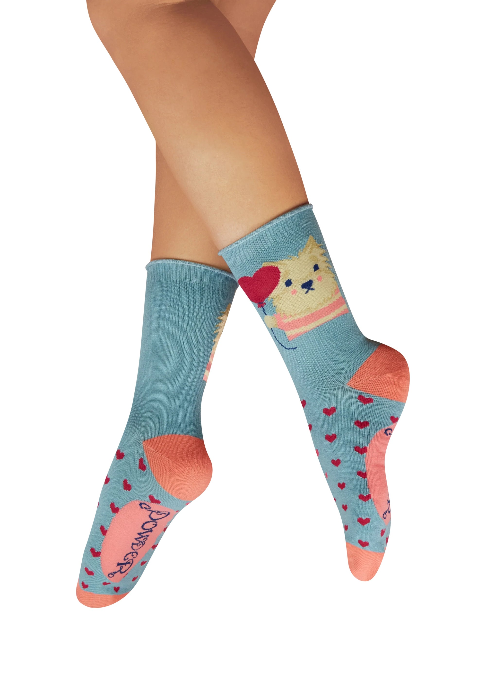 Powder Westie Puppy Lover - Ladies Bamboo Ankle Socks - Blue