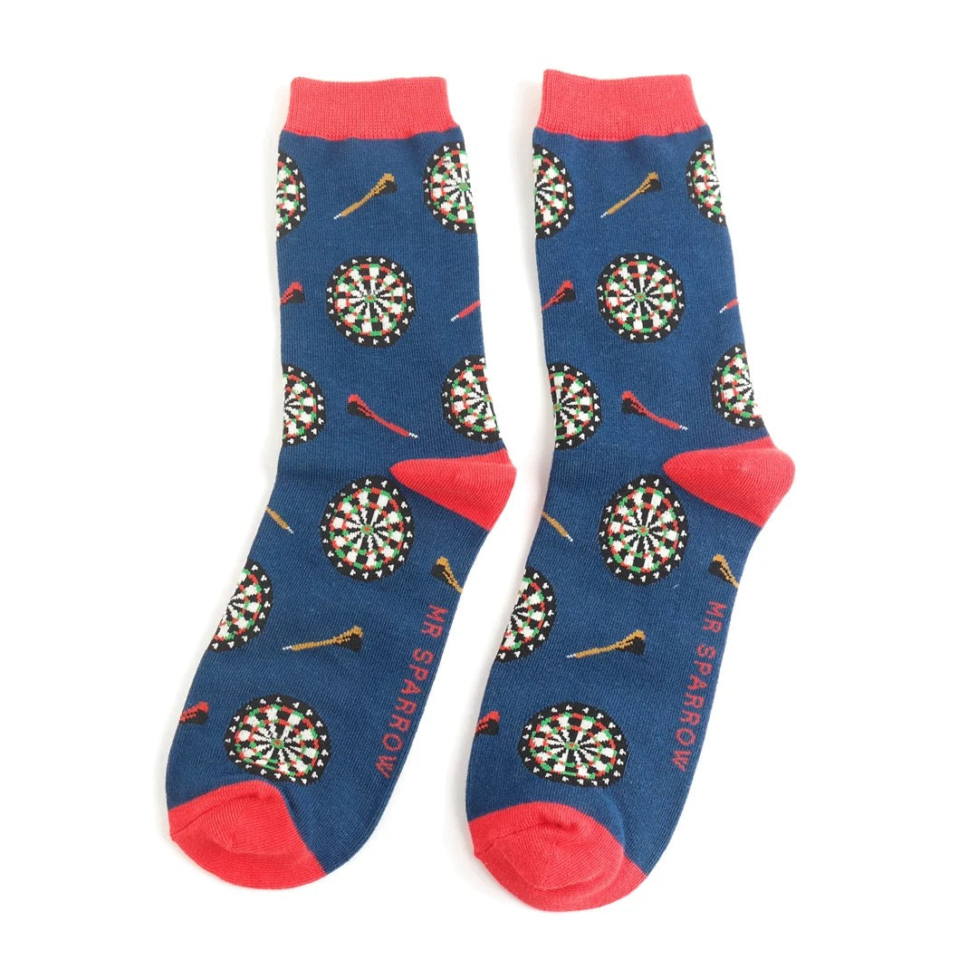 Mr Sparrow MENS Bamboo Ankle Socks -Dart boards - Navy