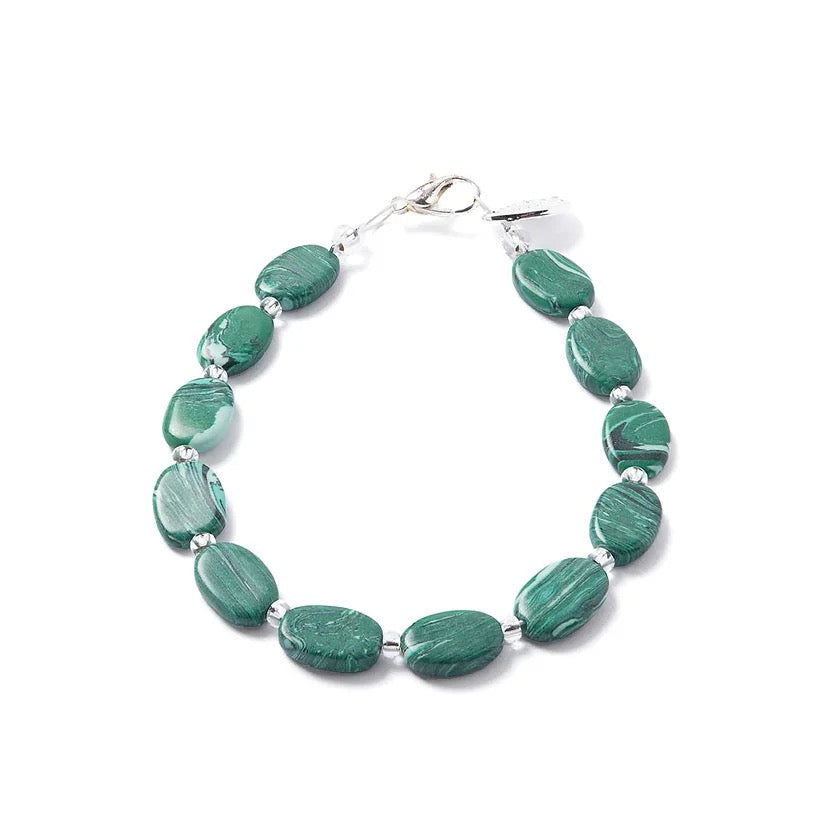 Carrie Elspeth Marble Ceramic Ovals Bracelet - Green