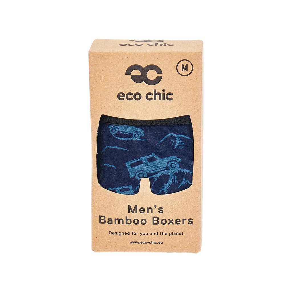 Eco Chic MENS Bamboo Boxers - Landrovers - Navy