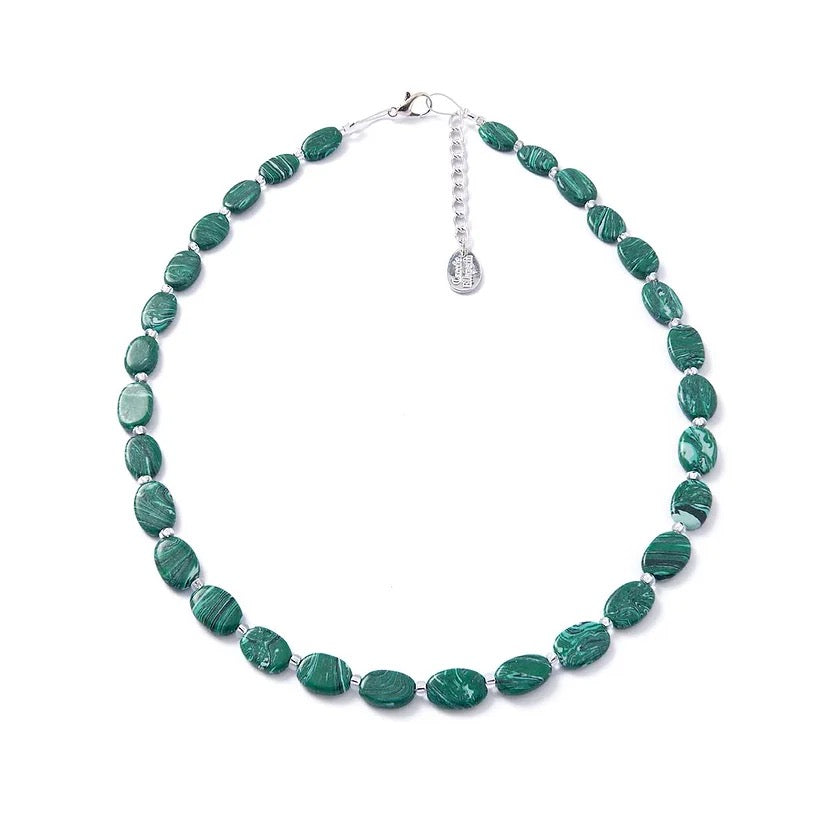 Carrie Elspeth Marble Ceramic Ovals Necklace - Green